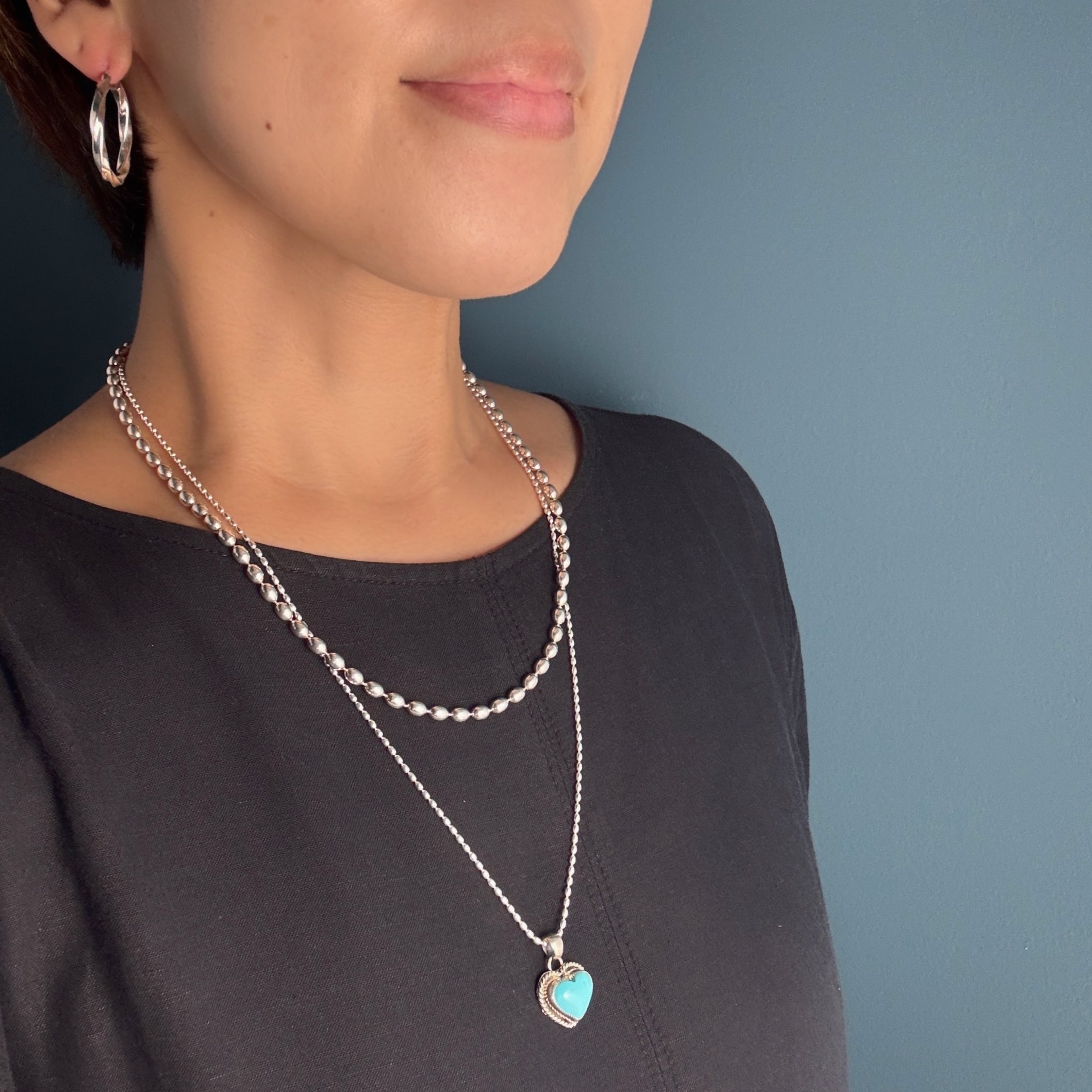 Indian Jewelry 》一点物 キングマン ターコイズ ハート ペンダント S