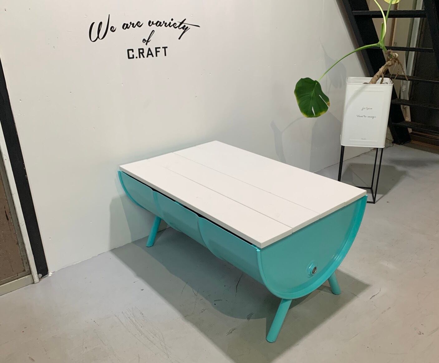 天板ウッド仕様］ドラム缶リメイク テーブル アメリカン