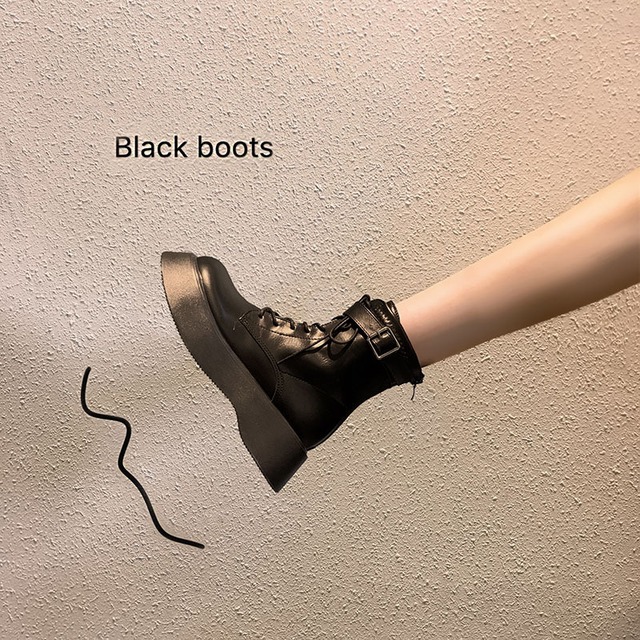 ブーツスプリングオータムベルト バックルスタンダードショート レトロ 靴 シューズ 春物 秋物 ハーネス フェイクシューズ82096051749