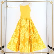 フラダンス 衣装 T&L MUUMUU FACTORY ムームーファクトリー ワンピース ハワイ製 オレンジ系 ハワイアンプリント キャミソールドレス アロハ フラ ダンス レッスン 練習 花柄 植物柄 イエロー系 橙 黄 華やか 鮮やか かわいい おしゃれ 上品 レディース ハワイアン ドレス キッズ コーデ 夏 リゾート 旅行 オレンジ イエロー 花 フラワー リーフ ボタニカル柄 キャミワンピ かぶり 膝下 フレア フレアスカート ふんわり エレガント 南国 ハワイ ハワイアン雑貨 ムームー