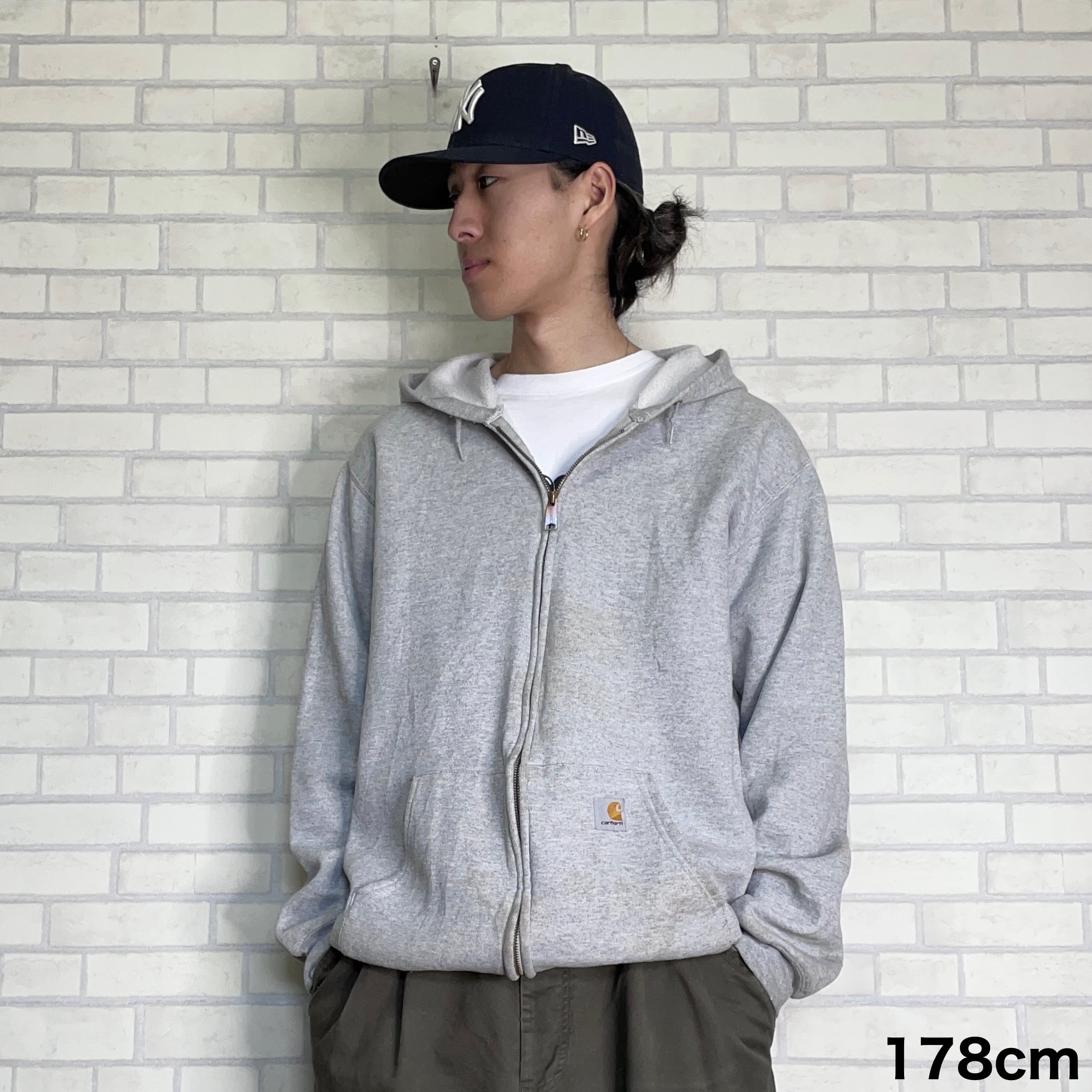 Carhartt パーカー XL 厚手 グレー ブランドロゴ フルジップ | 古着屋