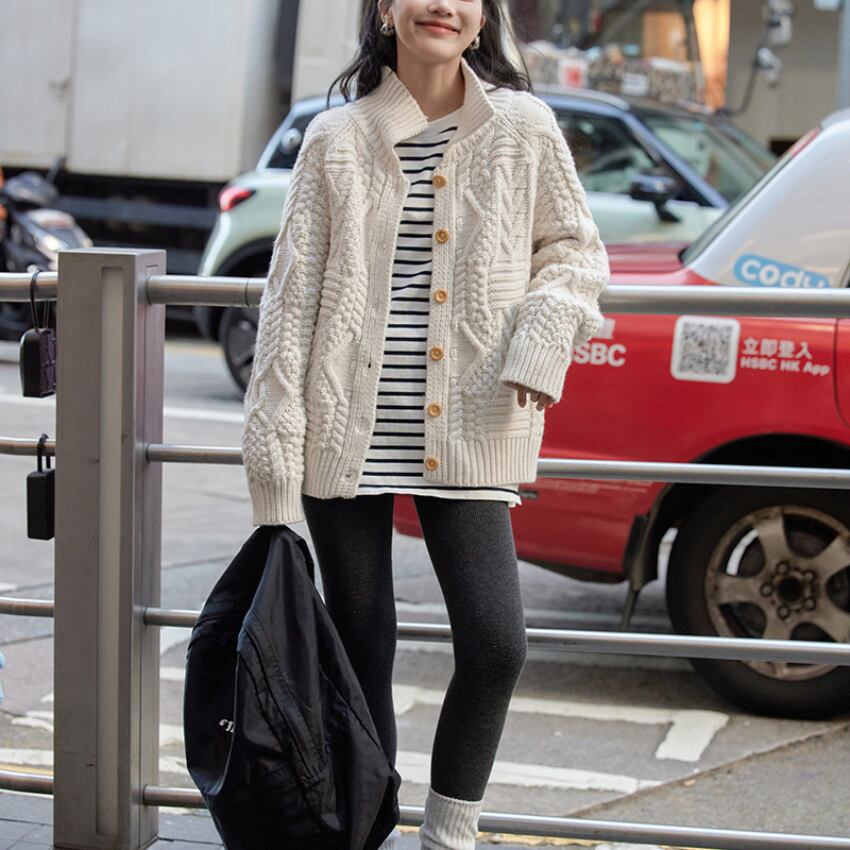 button-front cable knit cardigan J00032