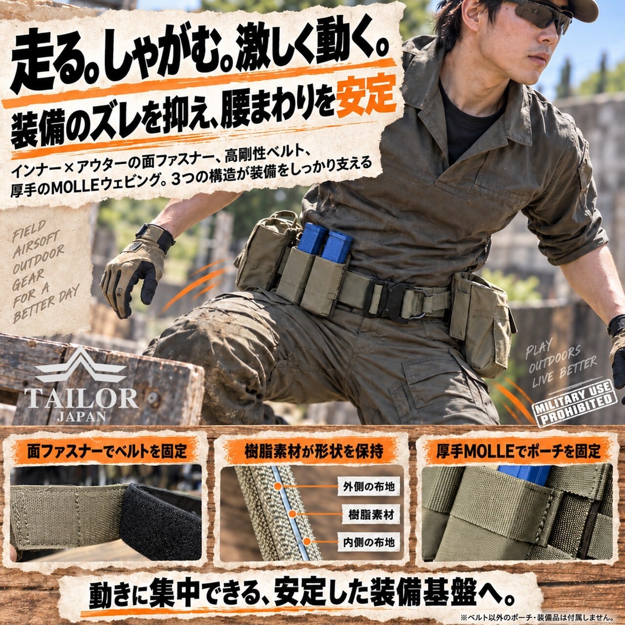 公式【TAILOR JAPAN/テイラージャパン】 デューティーベルト T7-4YYT