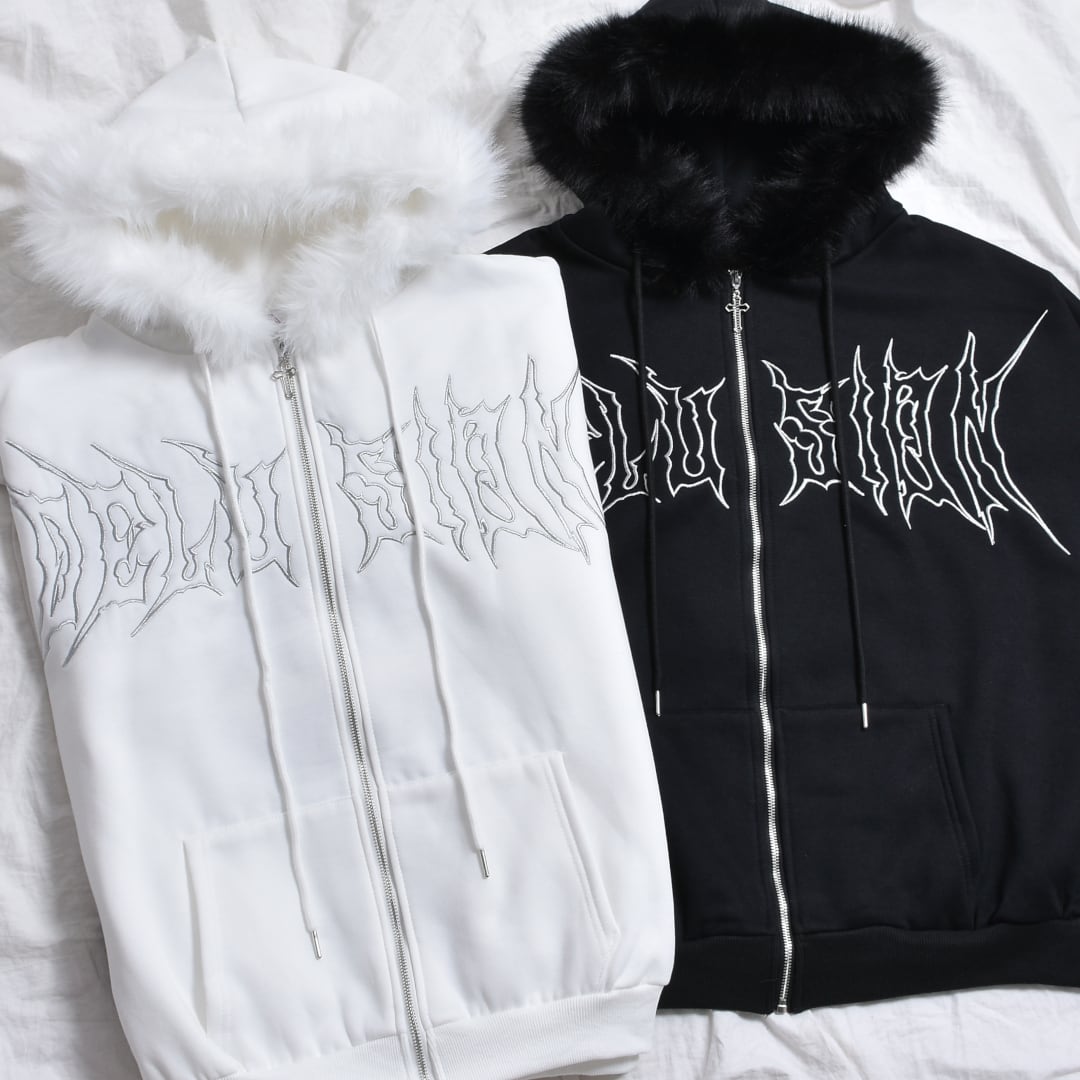 1/3新着】メタルクロスフードファーZIPパーカー(裏起毛