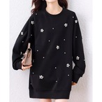 Black Crewneck Sweatshirt with Bead Details (ME290)