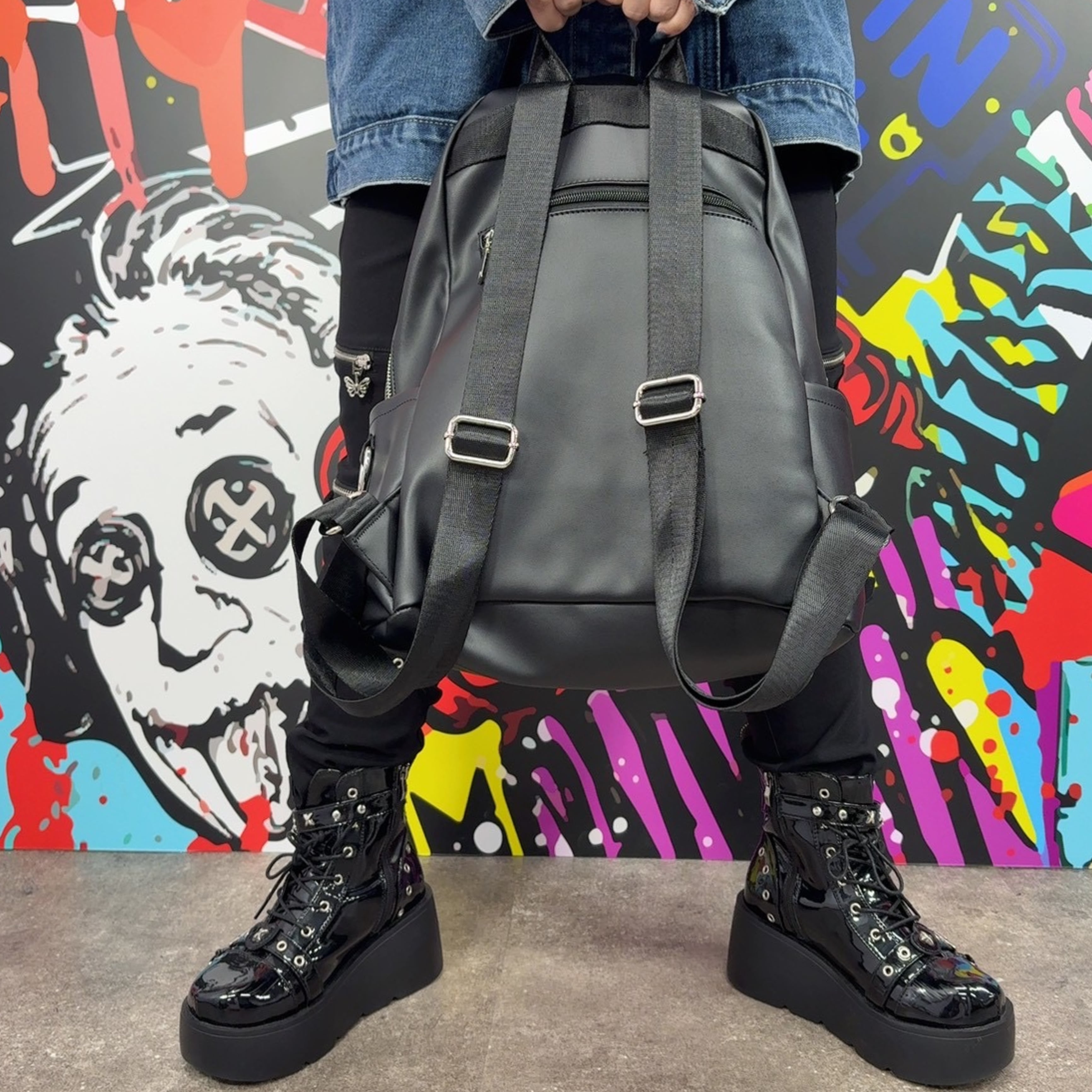 CROSS LINE PU LEATHER BACKPACK | NIER CLOTHING
