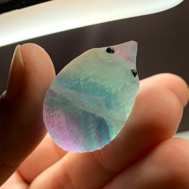 グリーンフローライト原石クラスター×フローライトハリネズミ