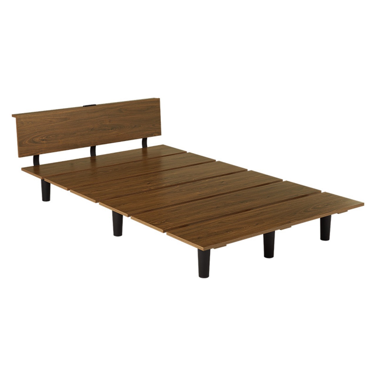 シンプル木目のセミダブルベッド マットレス付き