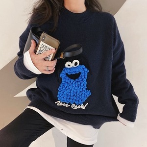 【送料無料】レディース ニット モンスター ロングスリーブ セーター 大人可愛い ママコーデ ママファッション 韓国 オルチャンファッション 人気 トレンド 新作 20代 30代 40代 きれいめ レトロ シンプル 無地 定番 お出かけ デート おしゃれ 通勤 通学 オフィス OL デイリー 普段着 ラフ カジュアル フェミニン シック ゆったり 体型カバー 着痩せ 着回し インスタ映え 秋 冬 CO2072