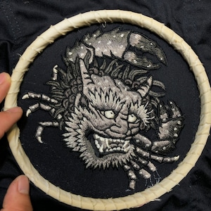 鬼蟹刺繍オープンカラー半袖シャツ