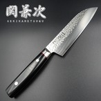関兼次 三徳 包丁 PRO・J 170mm VG10 鎚目 ペーパー黒マイカルタ