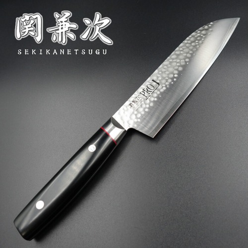 関兼次 三徳 包丁 PRO・J 170mm VG10 鎚目 ペーパー黒マイカルタ