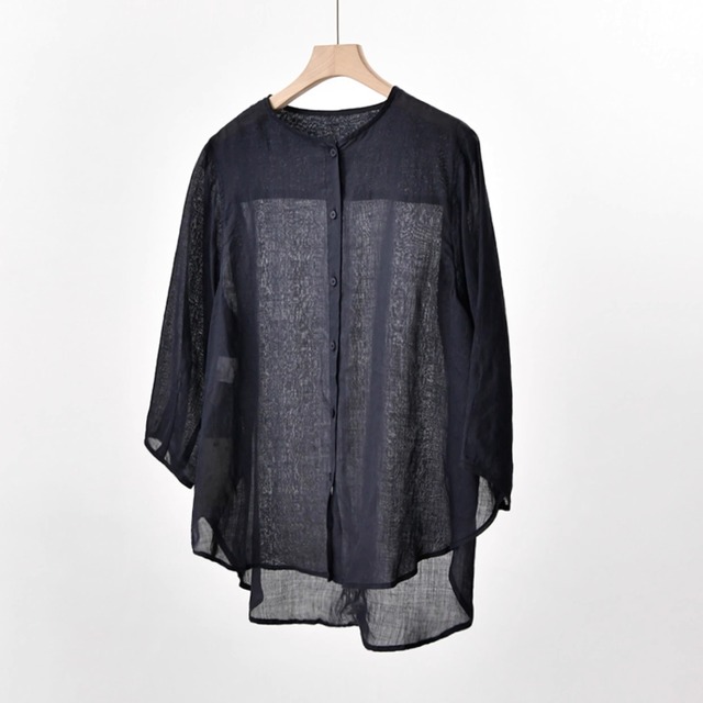 シャツ ラウンドネック 薄手　フロントボタン　3color  00245