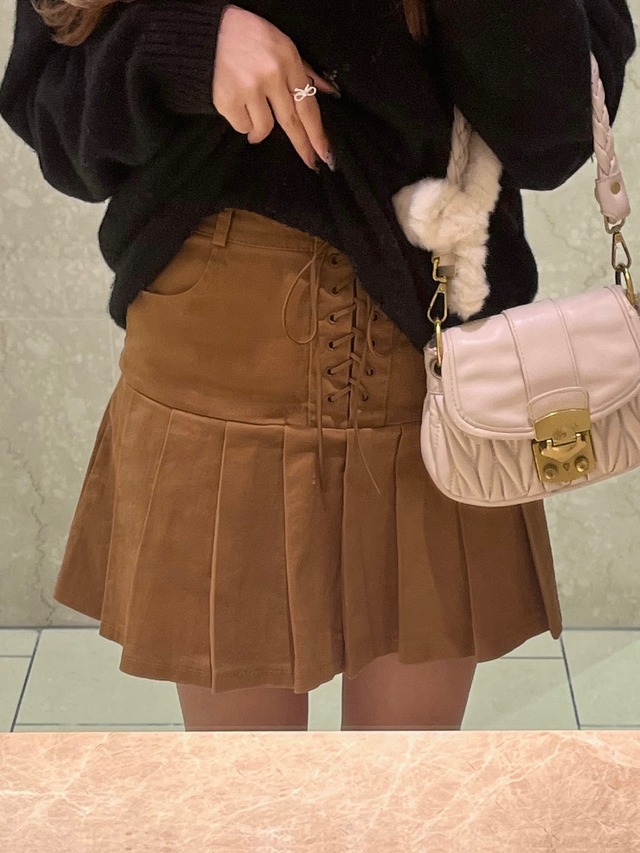 【more than cutie pie】lace up mini pleated skirt