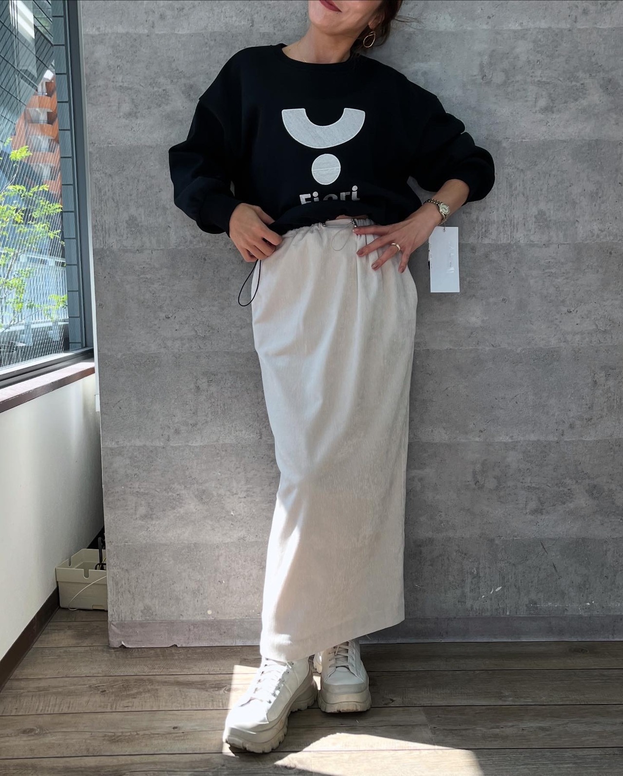 アンナケリー  Annakerry 裏起毛ボンディングマークトップス