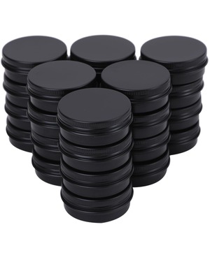 【在庫処分】Chocople アルミ缶 アルミケース クリームケース アルミジャー 化粧品 アルミ 容器 小分け ブラック 24個セット (5ml)