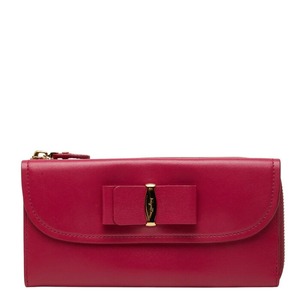 サルヴァトーレフェラガモ ヴァラリボン 長財布 ピンク レザー レディース Salvatore Ferragamo 【中古】