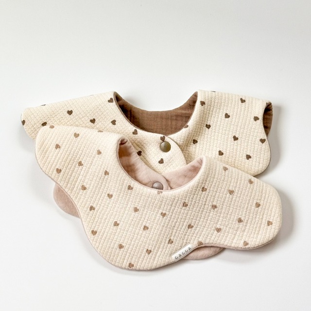 めだまやきスタイ（ triple nubi heart ）/ ハンドメイド bib よだれかけ ビブ 韓国 韓国生地