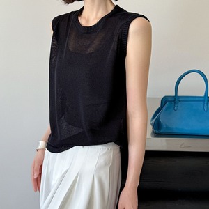 semi sheer sleeveless knit pullover 13673