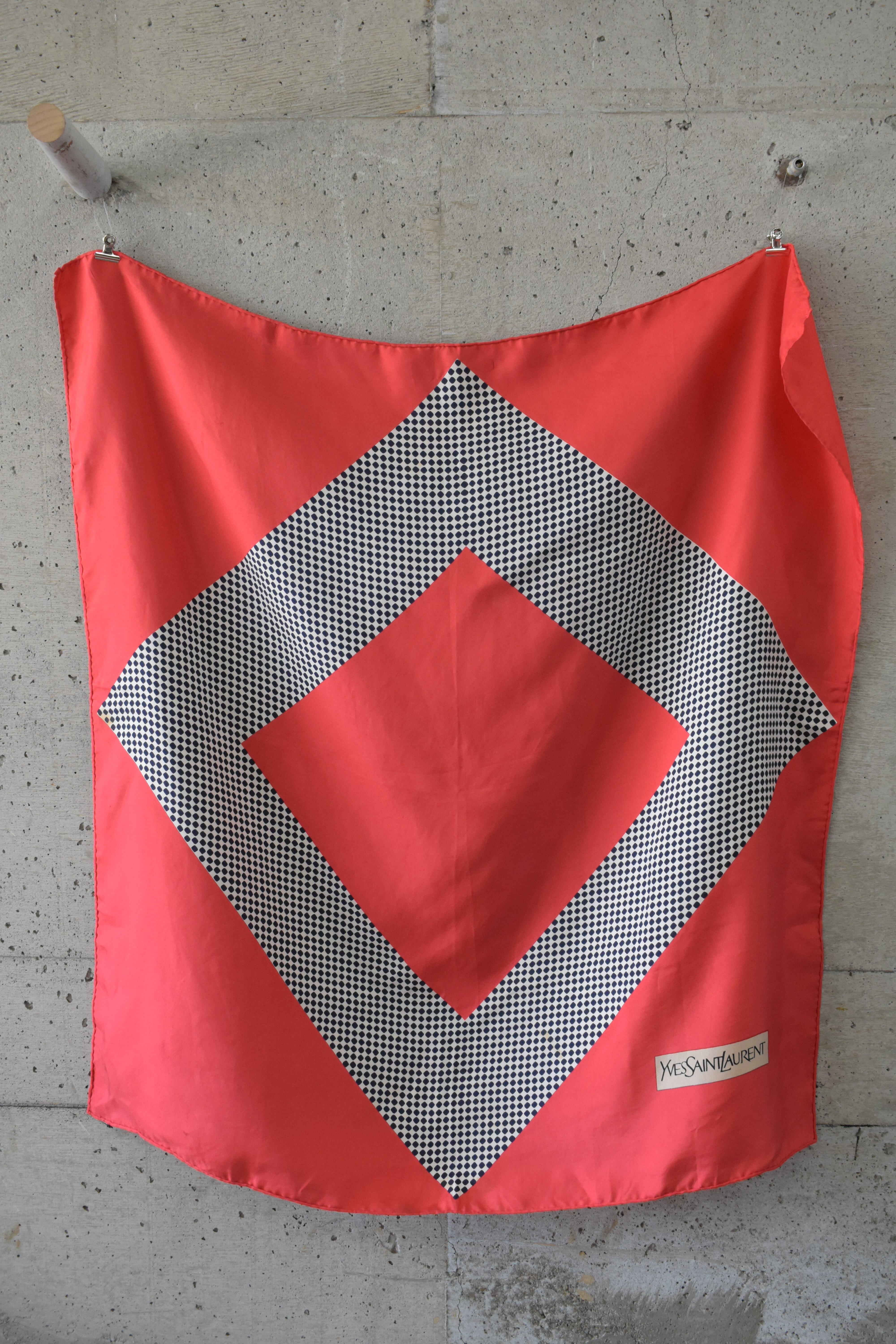 red diamond polka dot scarf