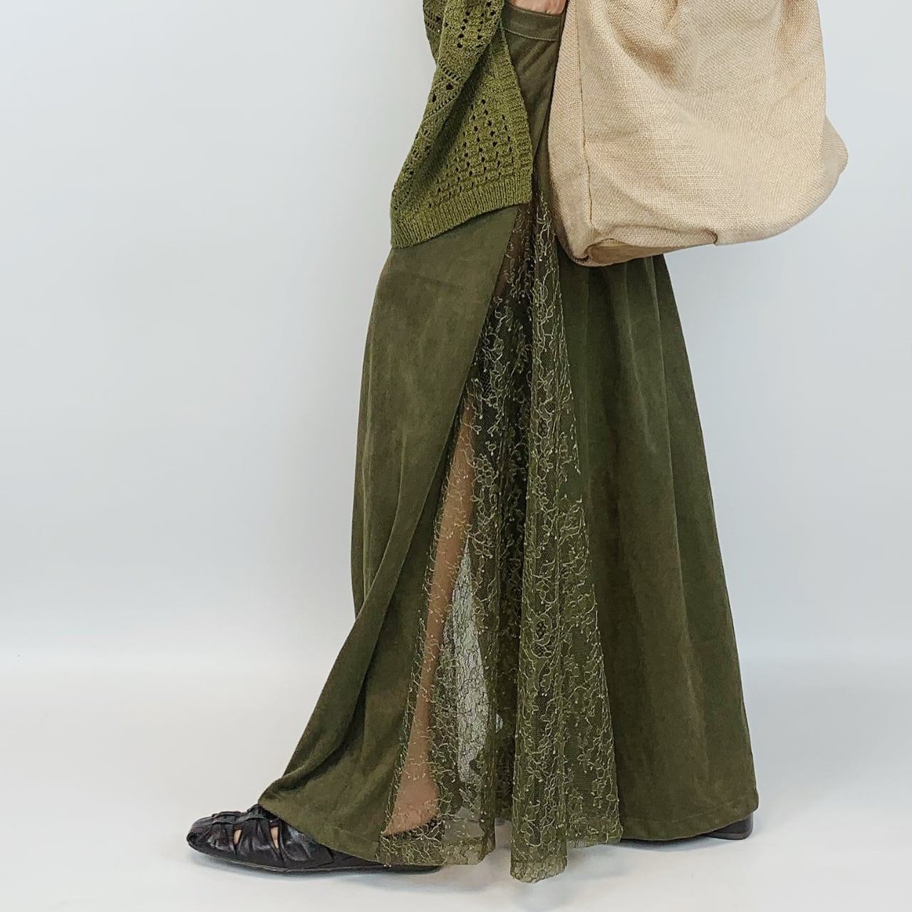 Side Pockets Double Structure Long Skirt L00235