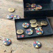 ブラス台カラフルボタン 3個セット