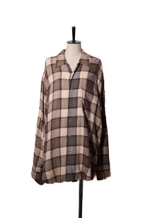 1990's Ombre Open Collar Check Rayon Shirts