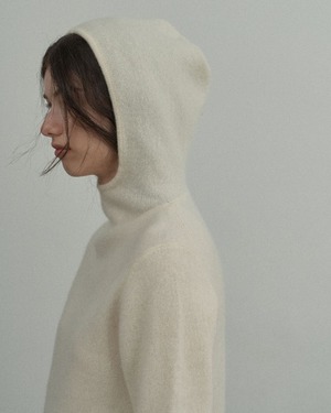 Yak Wool Blend Hooded Knit Pullover