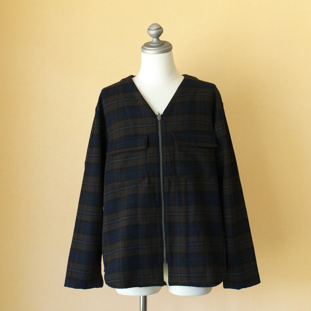 Manual Alphabet マニュアルアルファベット C/W check pullover shirt コットンウールチェックプルオーバーシャツ・ブラウン【メンズ】