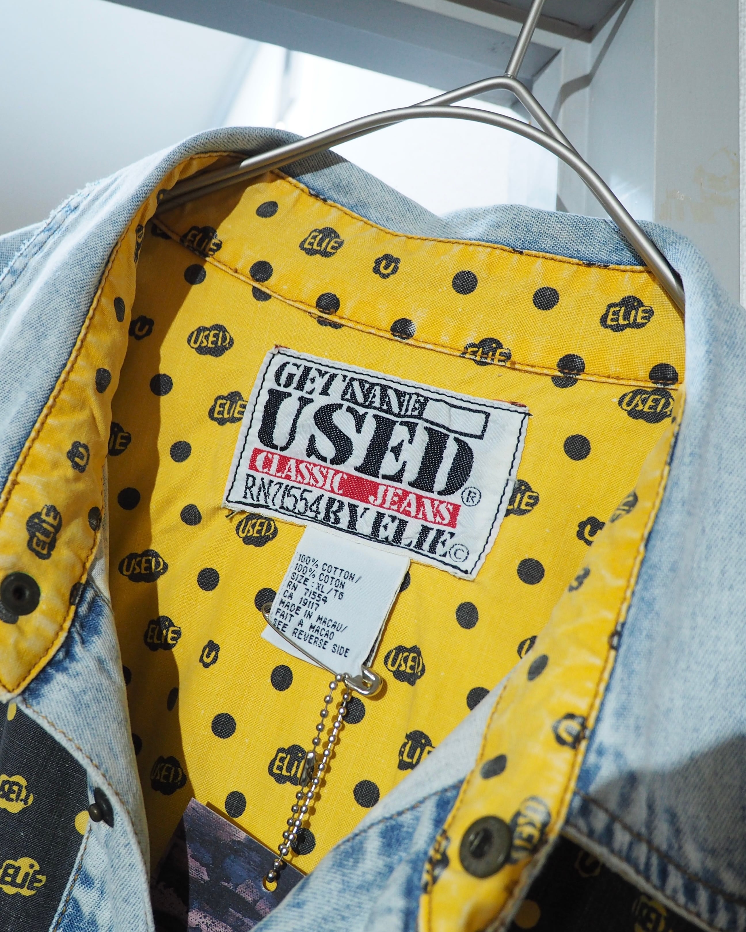 1990s " GET NAME USED " Dot Patchwork Custom vintage loose shirt