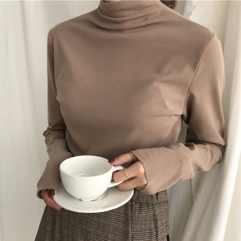 ニットシャツ オータムウィンタートップス レディースベルベットホワイトTシャツ スタイルブラックロング 長袖 秋物 冬物 YY-ファッション25818927881