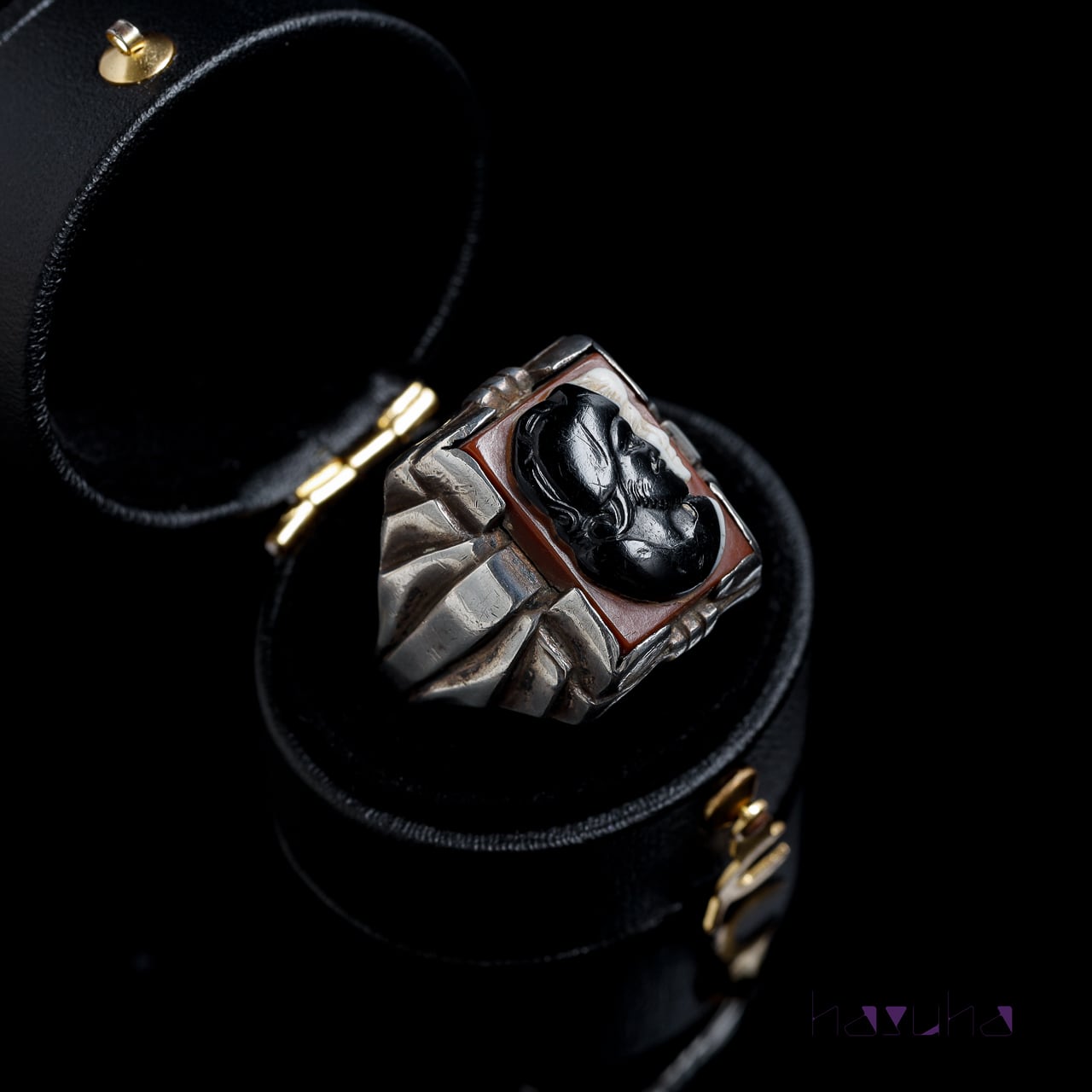 【めぐ】中古　agete　カメオシルバーリング　ゲオロジー　13号 アンティーク オニキス アゲート カメオ シルバー リング | ハスハ