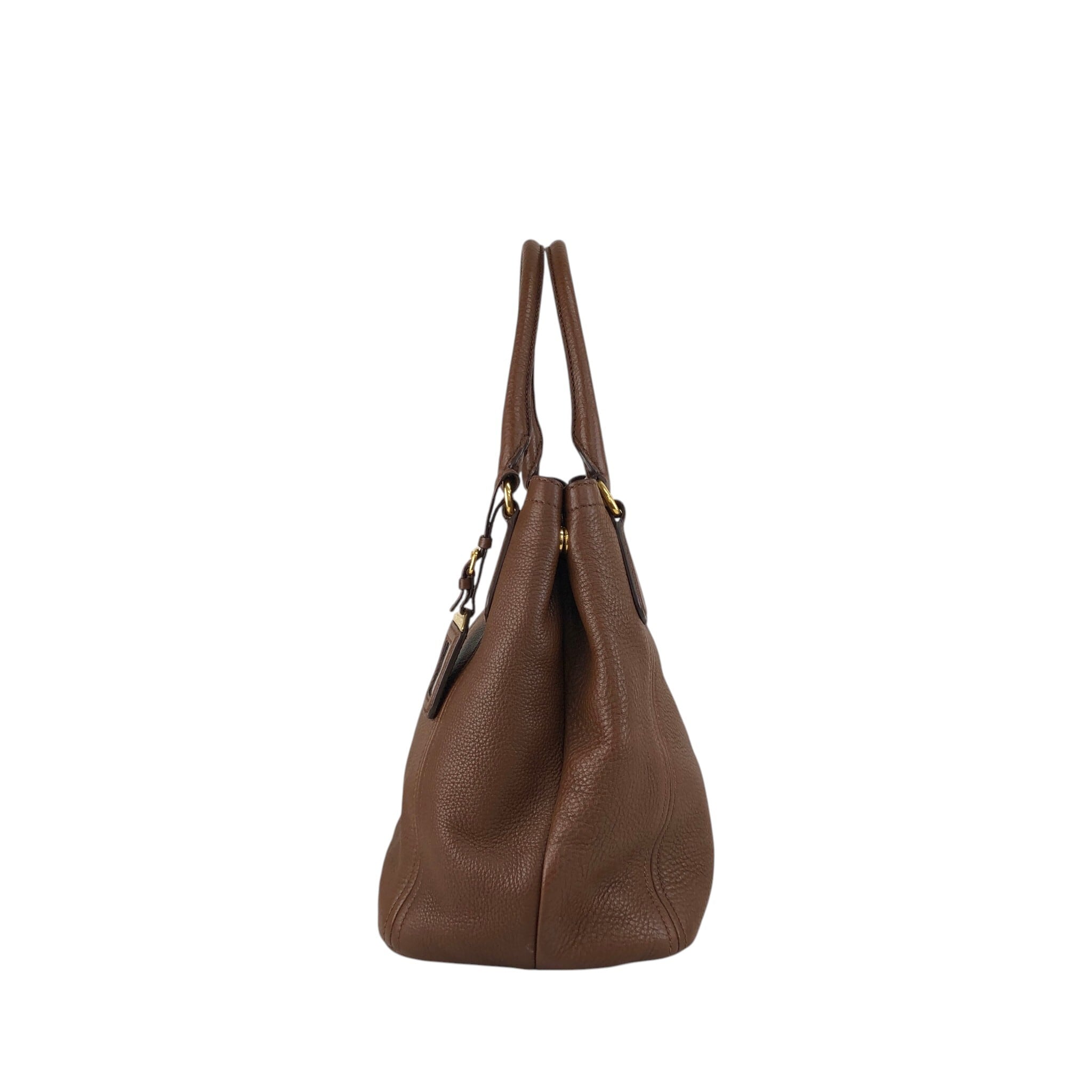 PRADA プラダ ショルダーバッグ ブラウン ロゴ レザー 2WAY vintage