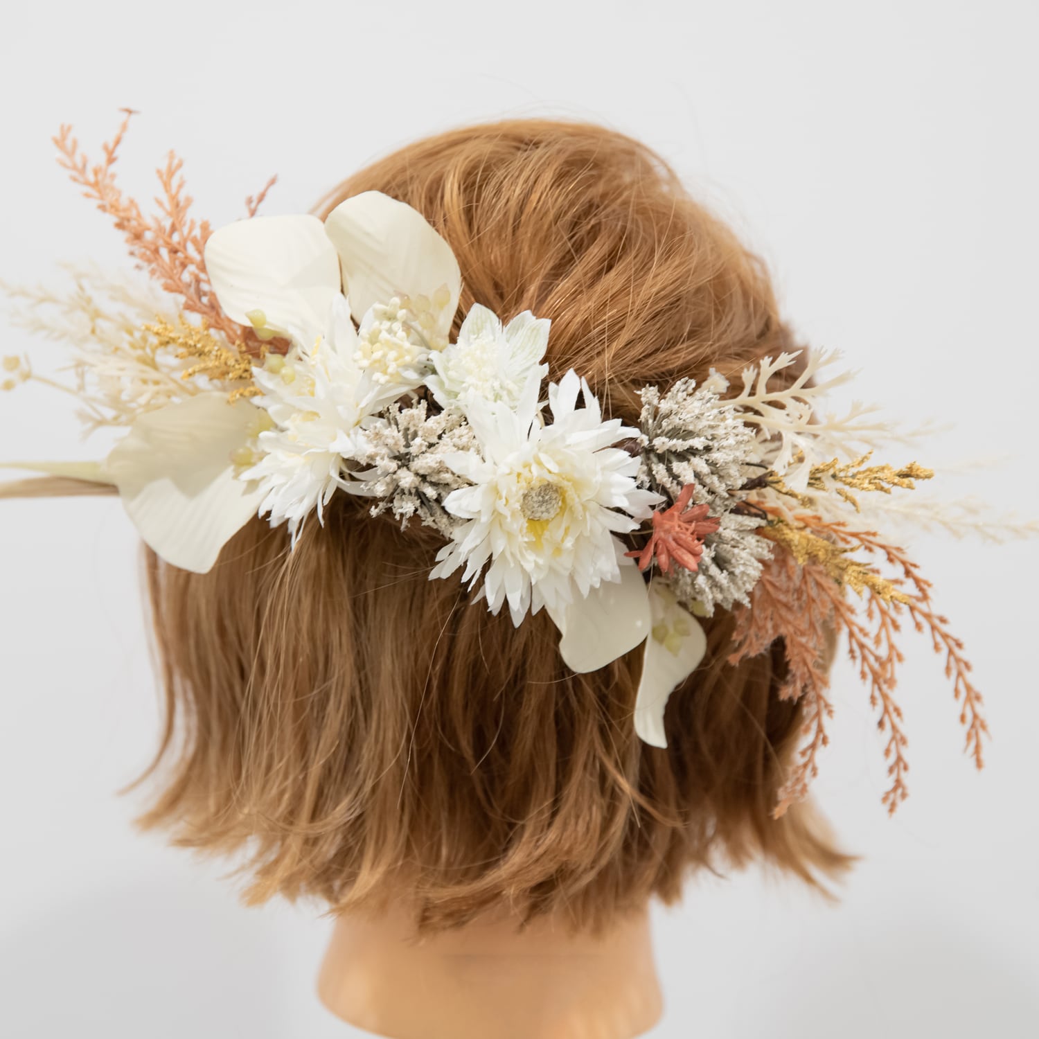 【ボブやショートボブの花嫁様に】ドライフラワー風ヘッドパーツO　 秋冬のBOHO（ボーホー・ボヘミアン・ボタニカル）の結婚式や二次会・フォトウェディングのグラミネ・パンパスグラスの髪飾り　和装前撮りにも |  全身保湿プロダクト【 soie （スワ）】by Loufreasy（ラフリジー） ...