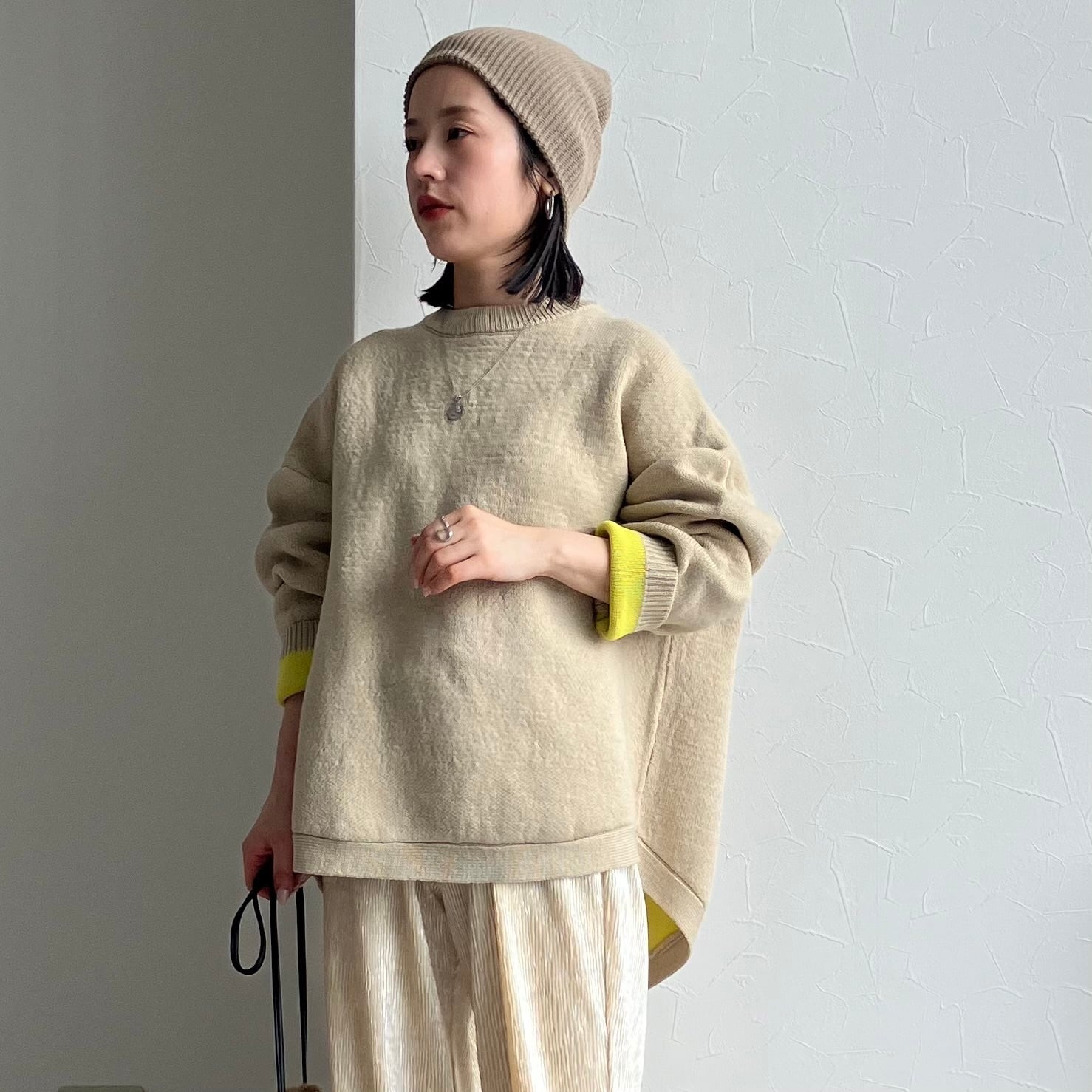 配色ラウンドヘムニットプルオーバー【on5665309-z】宅配便送料無料