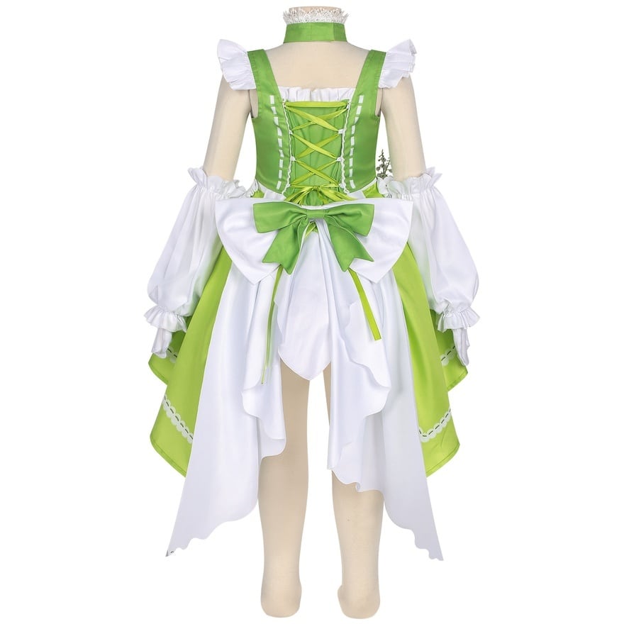 COS系 アイドルステージ衣装 緑白ワンピース 小物付き8点セット