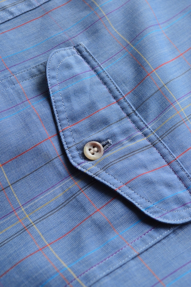 Peter ENGLAND 1990's From UK Multi Plaid Check Cotton Voile Old Shirt PolyBlend 90s euro コットンボイルシャツ