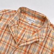 CUTTER&BUCK カッター&バック チェック柄 シアサッカー ボタンダウン BD 半袖 シャツ Mサイズ /オレンジ系/メンズ/ゴルフ