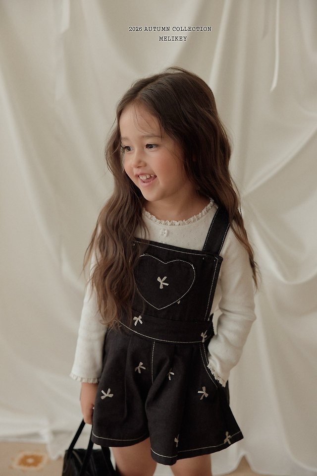 【取寄】melikey|ribbon embroidery suspender overalls|リボン刺繍サスペンダーオーバーオール|XS-JM|kids&jr|26 autumn