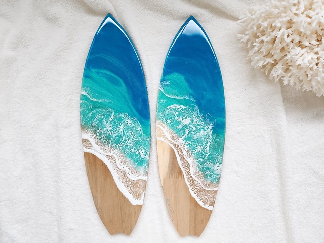 168.オーシャンレジンアート サーフボード型パネル39㎝