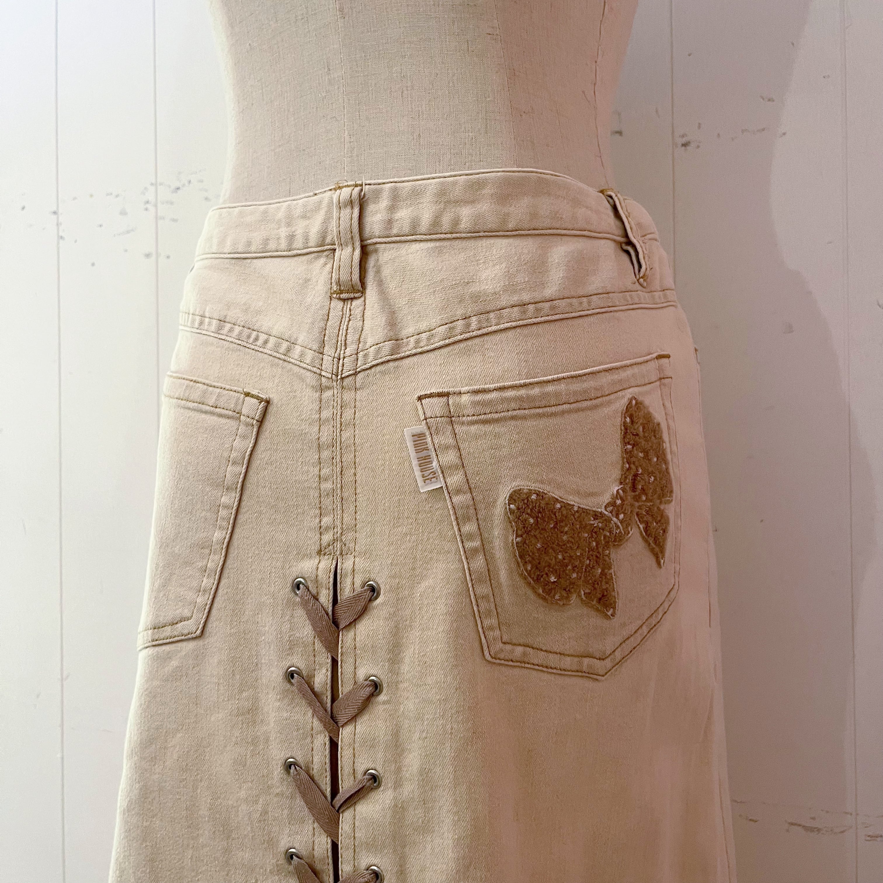PINK HOUSE / lace up ribbon skirt