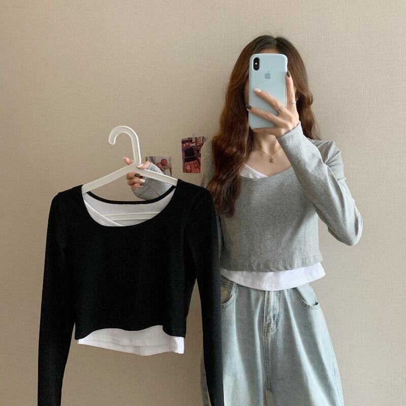 スタンダードTシャツ スタイル薄手ショートトップス ロング レトロ YY-ファッション59747180617