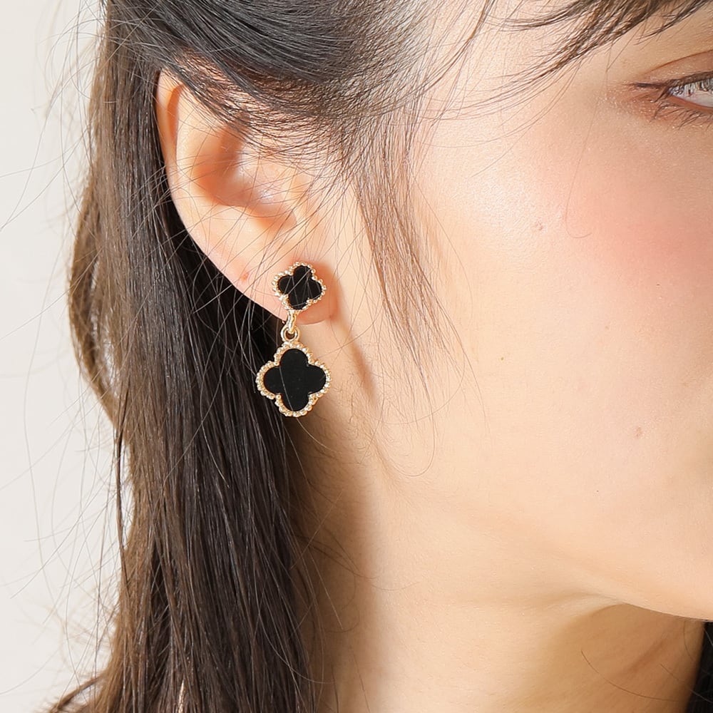 2連のクローバーピアス hanatelier_pie209