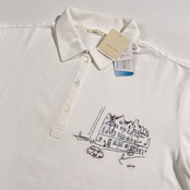 タグ付き 未使用品 Mademoiselle NON NON マドモアゼルノンノン 街並み刺繍 半袖 ポロシャツ サイズ 38 M /ホワイト/パパス/日本製