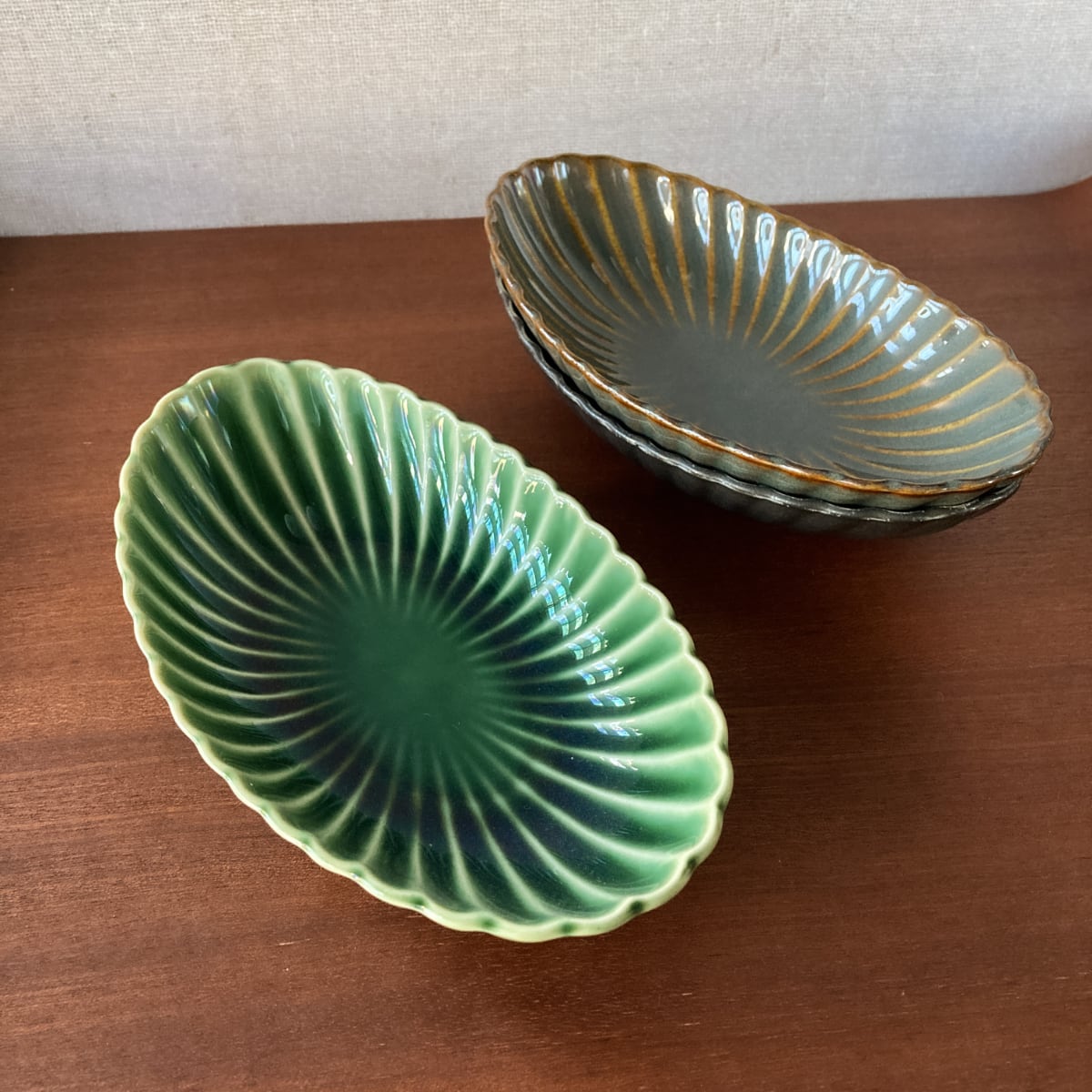 かすみ 楕円皿 大 全4色 和食器 花のお皿 | 食器のほっこり屋