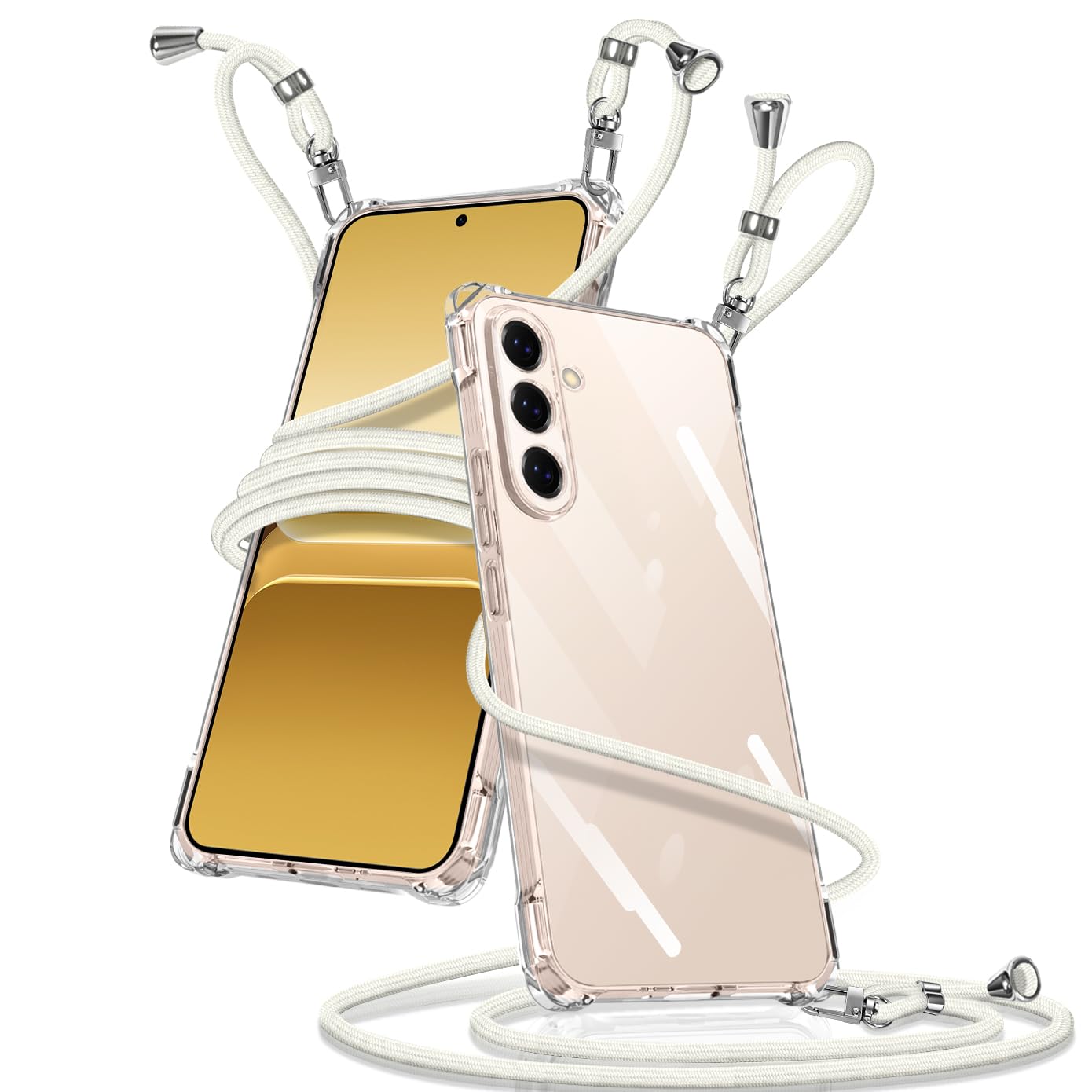 Galaxy S26 5G 向けの ケース クリア ショルダー ギャラクシー s26 カバー(ホワイト)