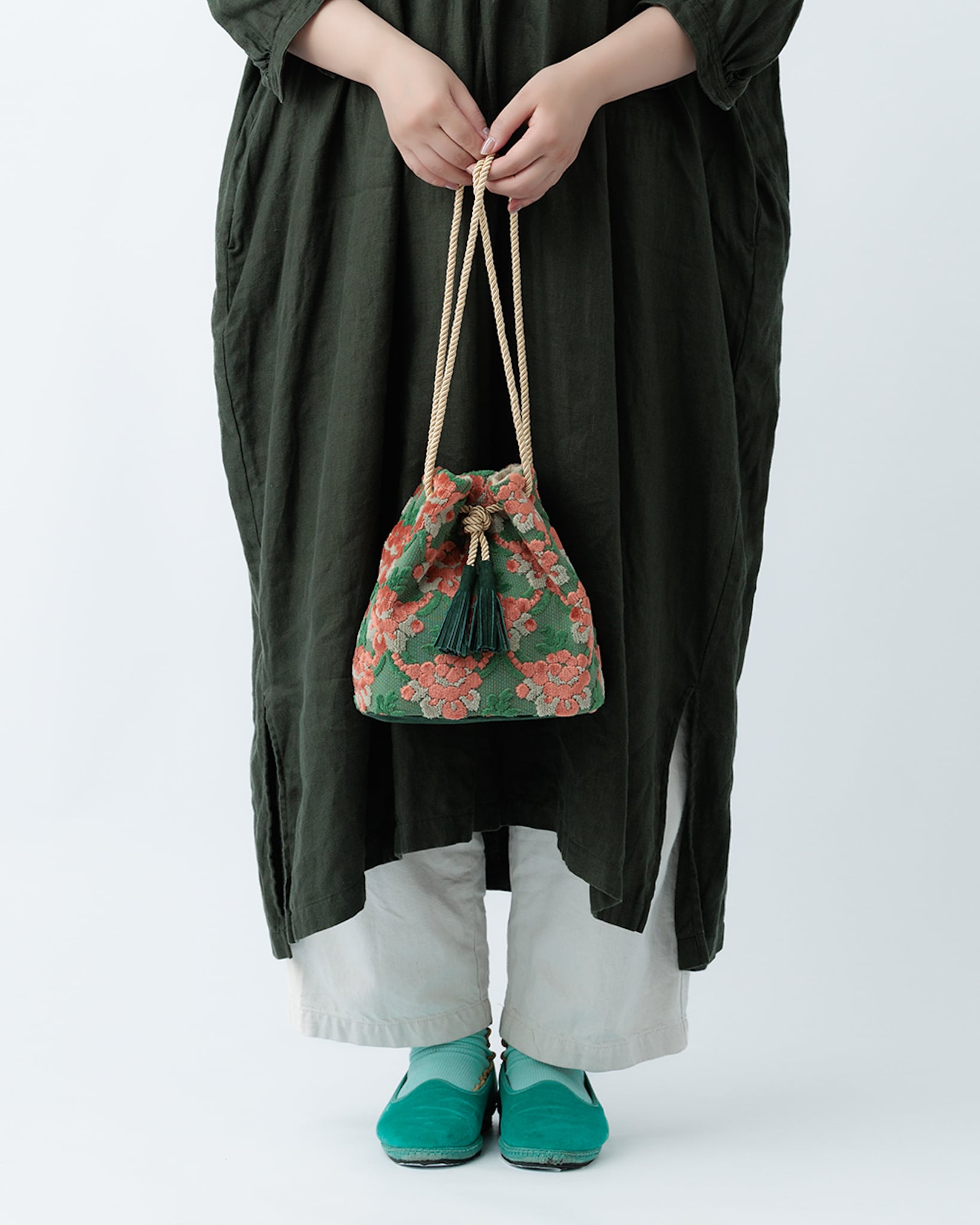 金華山巾着＜コーラルモスのマグノリア＞ | PUPU LAUKKU ププラウック