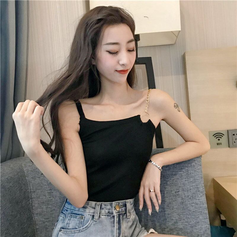 香港スタイルの気質夏レトロニットスモールスリングレディースアウターウェアバージョンのショートセクションスリムフィットオールマッチボトミングスモールベストタイド YY-ファッション94373431642