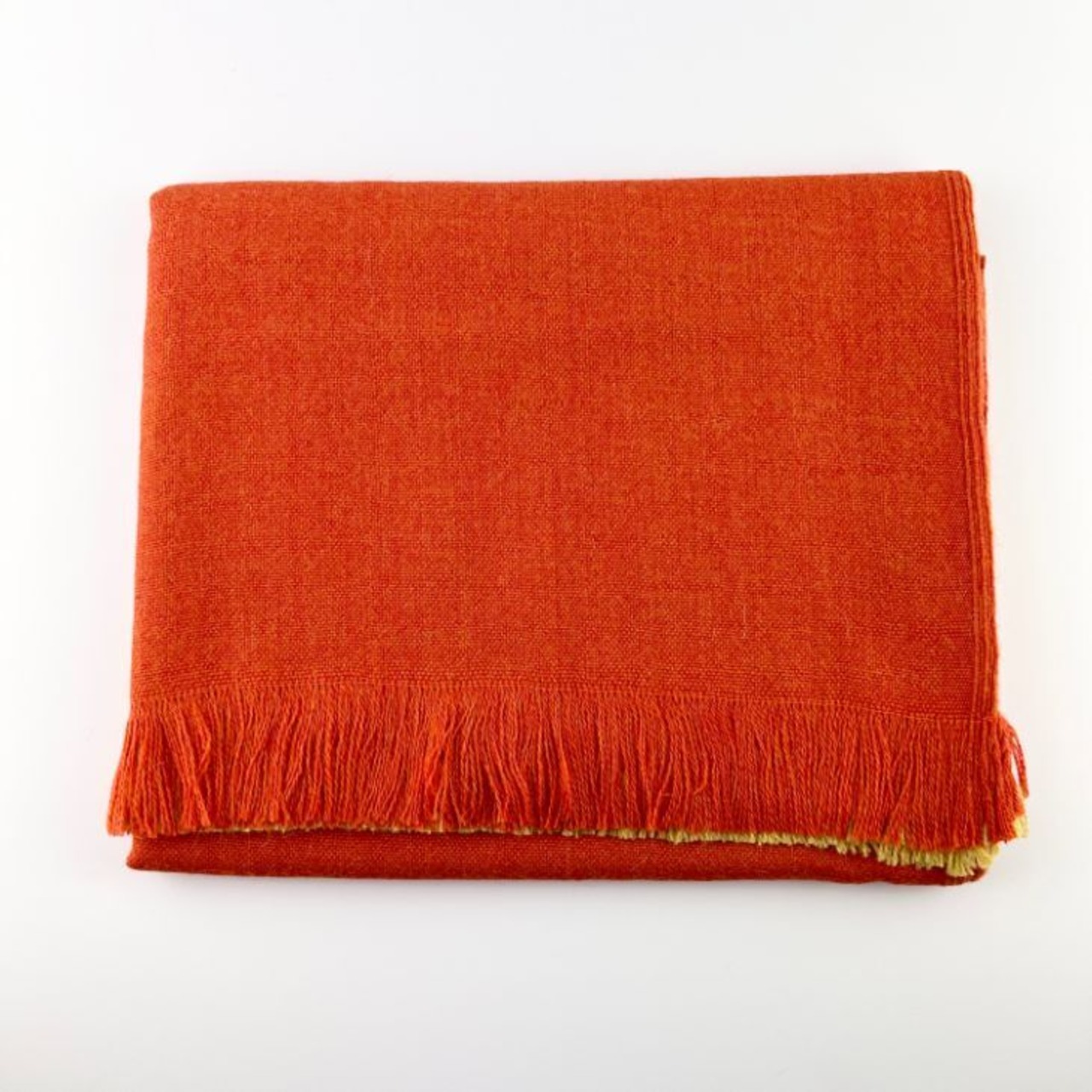 最高品質 アルパカ スローケット ブランケット オレンジ イエロー 冷え  
