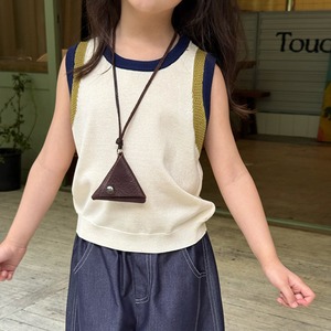 夏レトロ配色ニットベスト